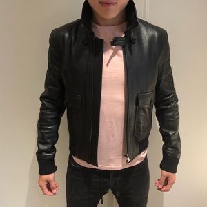 Burberry Brit Check-Lined Lambskin Leather Jacket